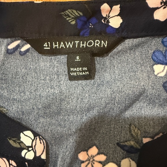 41 Hawthorn Navy Floral Sleeveless Button Front Dress Drawstring Waist Size S - Picture 2 of 4